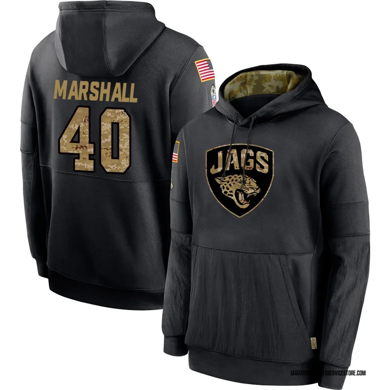 Youth Devon Marshall Jacksonville Jaguars Black 2020 Salute to Service Sideline Performance Pullover Hoodie