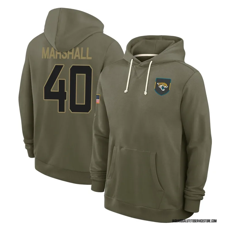 Youth Devon Marshall Jacksonville Jaguars Olive 2025 Salute to Service Hoodie