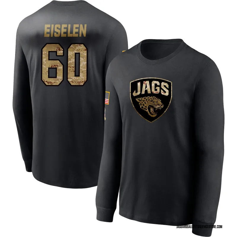 Youth Dieter Eiselen Jacksonville Jaguars Black 2020 Salute To Service Sideline Performance Long Sleeve T-Shirt