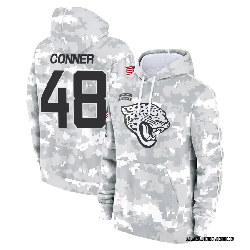 Youth Ethan Conner Jacksonville Jaguars Camo Arctic 2024 Salute to Service Club Fleece Pullover Hoodie