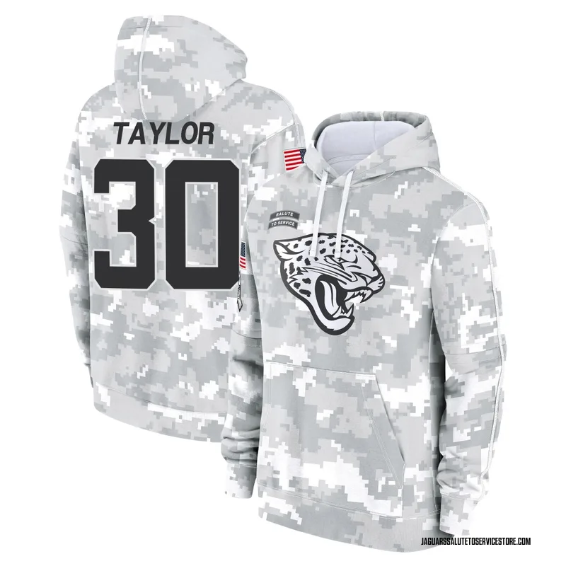 Youth J'Mari Taylor Jacksonville Jaguars Camo Arctic 2024 Salute to Service Club Fleece Pullover Hoodie
