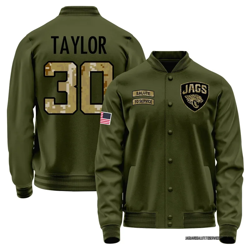 Youth J'Mari Taylor Jacksonville Jaguars Olive Salute to Service Sideline Performance Jacket