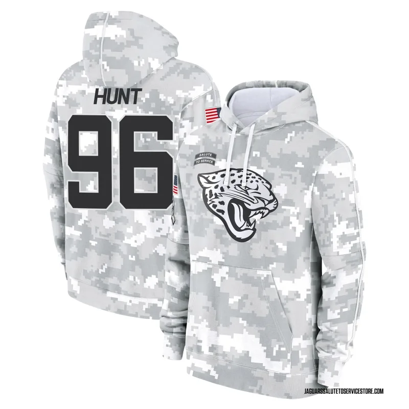Youth Jalen Hunt Jacksonville Jaguars Camo Arctic 2024 Salute to Service Club Fleece Pullover Hoodie