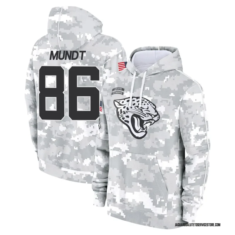 Youth Johnny Mundt Jacksonville Jaguars Camo Arctic 2024 Salute to Service Club Fleece Pullover Hoodie