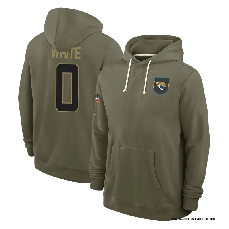 Youth Jordan White Jacksonville Jaguars Olive 2025 Salute to Service Hoodie