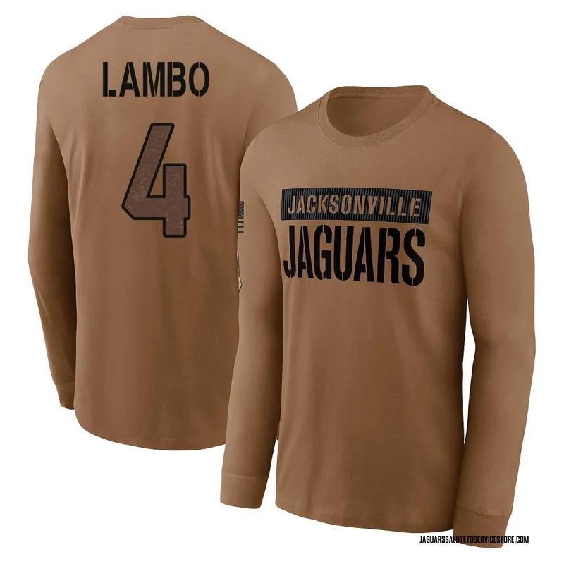 Youth Josh Lambo Jacksonville Jaguars Brown 2023 Salute To Service Long Sleeve T-Shirt