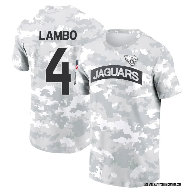 Youth Josh Lambo Jacksonville Jaguars Camo Arctic 2024 Salute to Service Performance T-Shirt