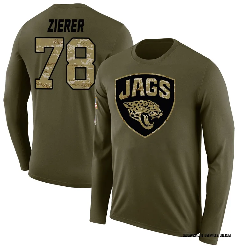 Youth Kilian Zierer Jacksonville Jaguars Legend Olive Salute to Service Sideline Long Sleeve T-Shirt