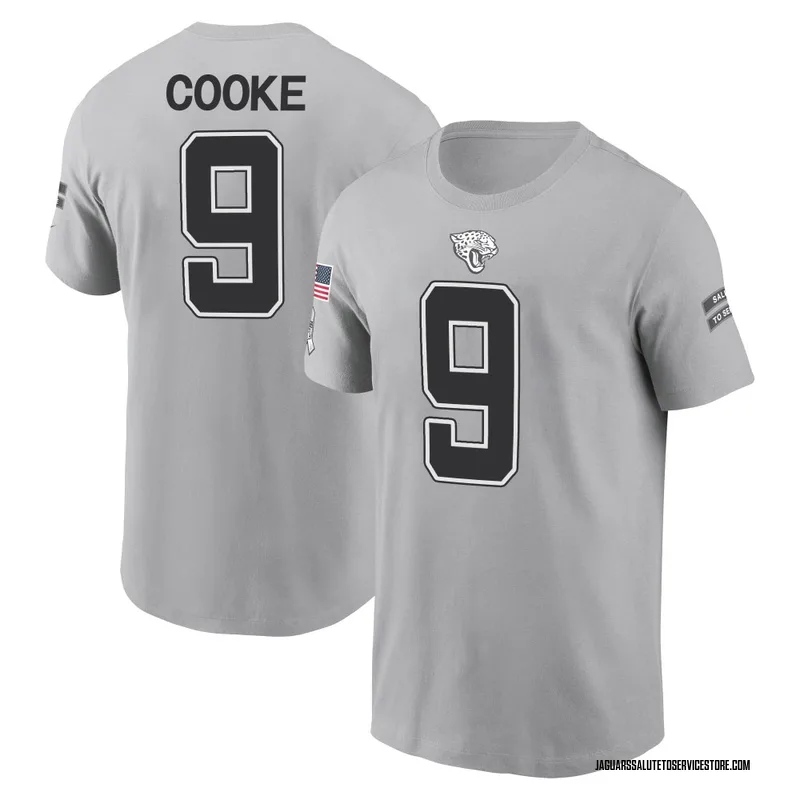 Youth Logan Cooke Jacksonville Jaguars Gray 2024 Salute to Service Name & Number T-Shirt
