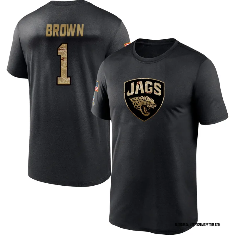 Youth Montaric Brown Jacksonville Jaguars Black 2020 Salute To Service Performance T-Shirt