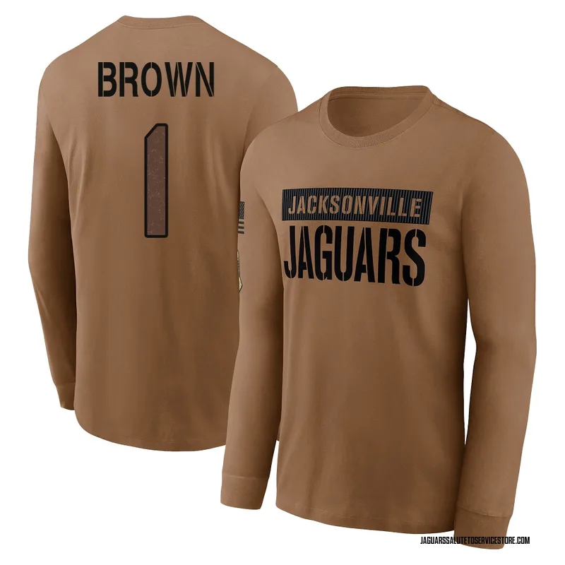 Youth Montaric Brown Jacksonville Jaguars Brown 2023 Salute To Service Long Sleeve T-Shirt