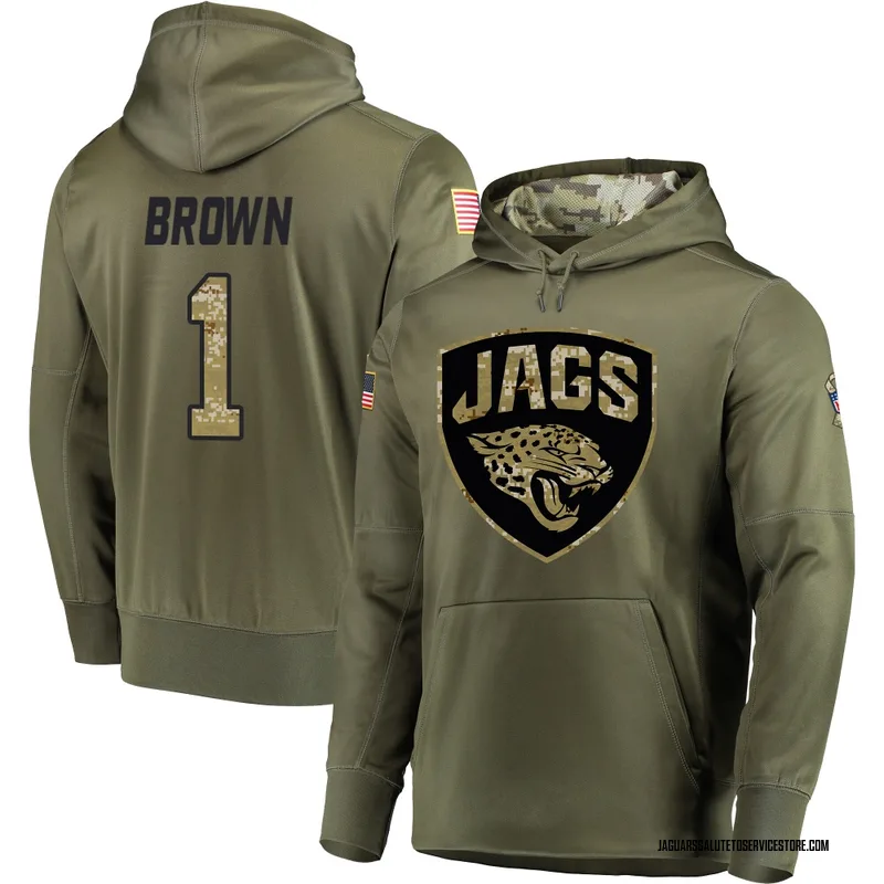 Youth Montaric Brown Jacksonville Jaguars Olive Salute to Service Pullover Hoodie