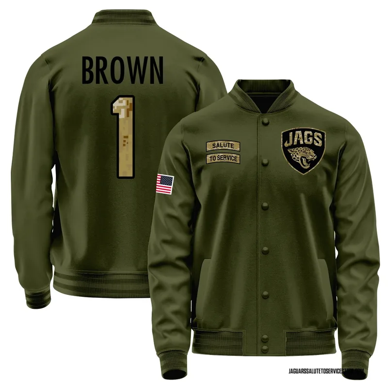 Youth Montaric Brown Jacksonville Jaguars Olive Salute to Service Sideline Performance Jacket
