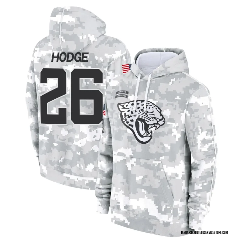 Youth Preston Hodge Jacksonville Jaguars Camo Arctic 2024 Salute to Service Club Fleece Pullover Hoodie