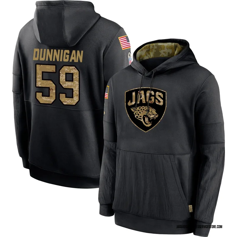 Youth Quindarius Dunnigan Jacksonville Jaguars Black 2020 Salute to Service Sideline Performance Pullover Hoodie