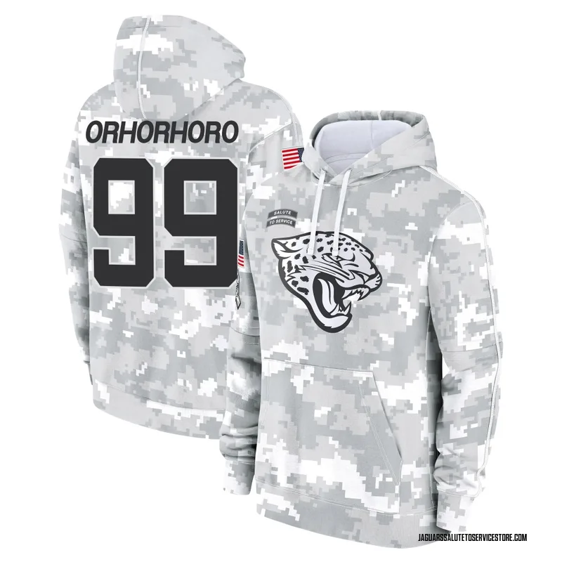 Youth Ruke Orhorhoro Jacksonville Jaguars Camo Arctic 2024 Salute to Service Club Fleece Pullover Hoodie
