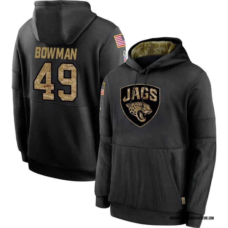 Youth Shawn Bowman Jacksonville Jaguars Black 2020 Salute to Service Sideline Performance Pullover Hoodie