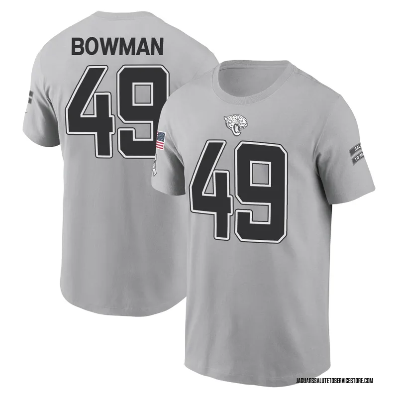 Youth Shawn Bowman Jacksonville Jaguars Gray 2024 Salute to Service Name & Number T-Shirt