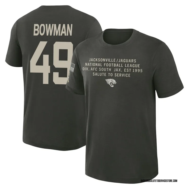 Youth Shawn Bowman Jacksonville Jaguars Green Forest/ 2025 Salute to Service Sideline Slub T-Shirt