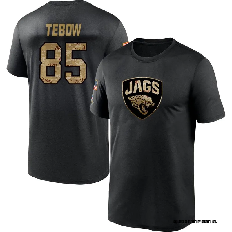 Youth Tim Tebow Jacksonville Jaguars Black 2020 Salute To Service Performance T-Shirt