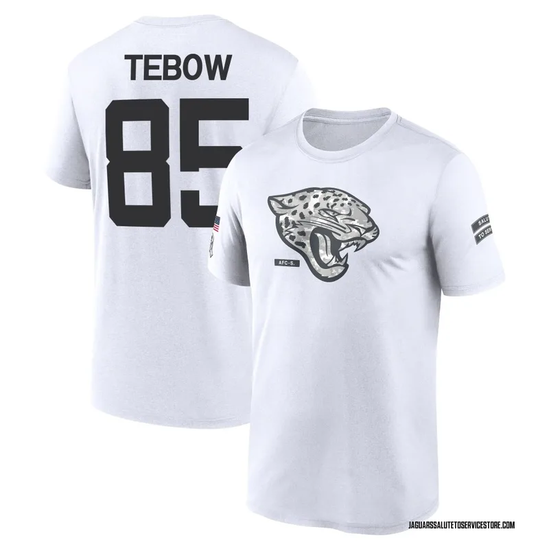 Youth Tim Tebow Jacksonville Jaguars Legend White 2024 Salute to Service Performance T-Shirt