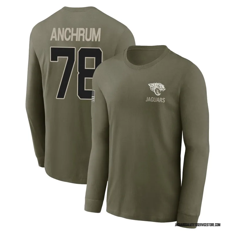 Youth Tremayne Anchrum Jacksonville Jaguars Olive 2025 Salute to Service Sideline Long Sleeve T-Shirt