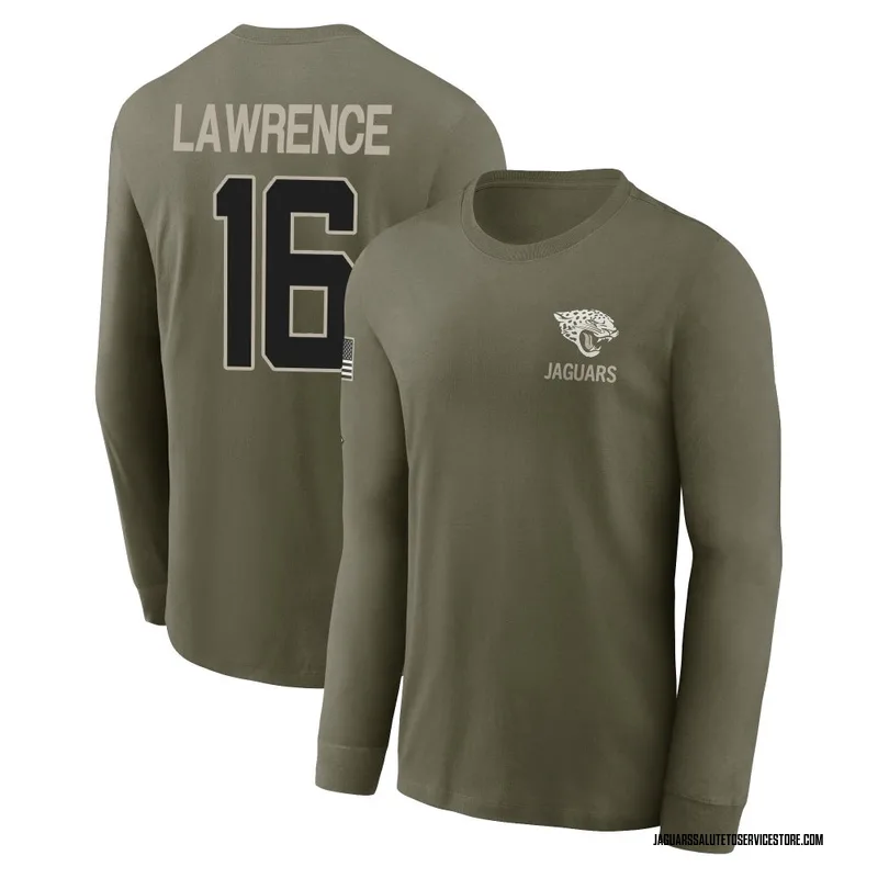 Youth Trevor Lawrence Jacksonville Jaguars Olive 2025 Salute to Service Sideline Long Sleeve T-Shirt