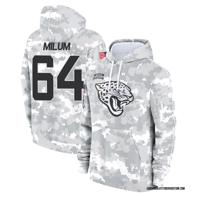 Youth Wyatt Milum Jacksonville Jaguars Camo Arctic 2024 Salute to Service Club Fleece Pullover Hoodie