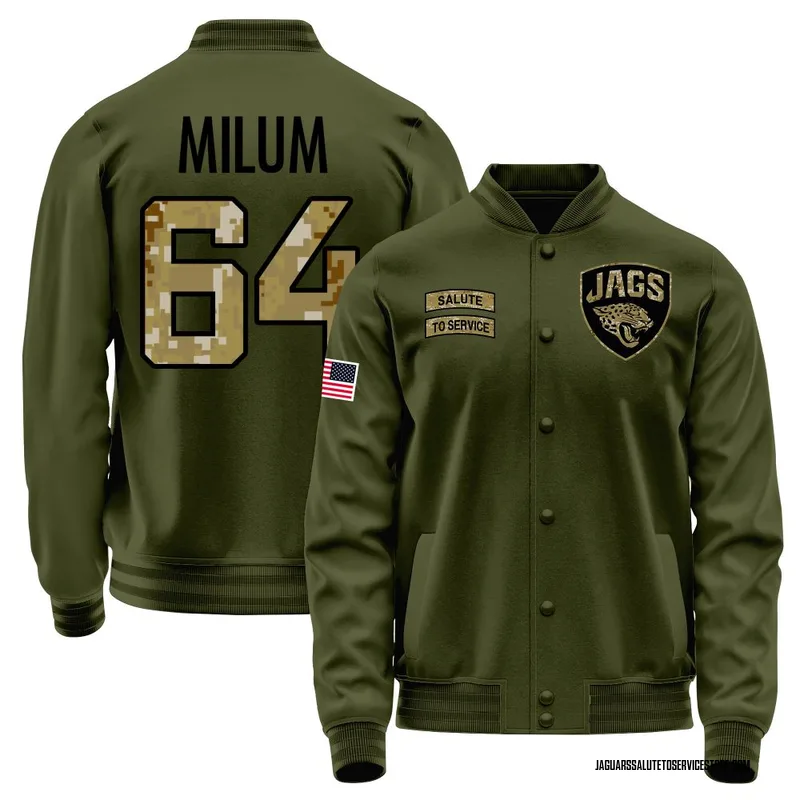 Youth Wyatt Milum Jacksonville Jaguars Olive Salute to Service Sideline Performance Jacket